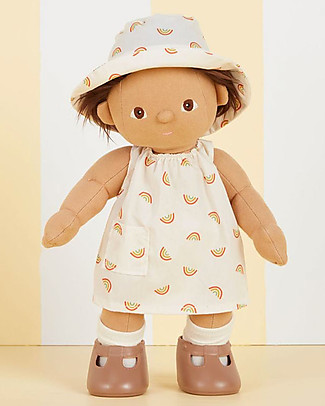 Olli Ella Una Rainbow Clothes Set - for Dinkum Doll - Ivory - 35 cm - 100% Cotton Dolls Accessories