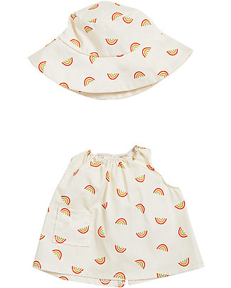 Olli Ella Una Rainbow Clothes Set - for Dinkum Doll - Ivory - 35 cm - 100% Cotton Dolls Accessories