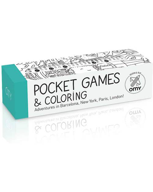 Omy Pocket Games & Colouring (1 metre long) City printed on recycled paper! unisex (bambini)