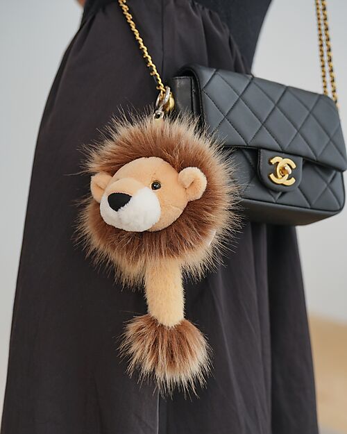 One Love Plush Leonard the Lion Charm - Yellow and Brown - 30 x 14 x 11 cm - 100% Recycled Materials Puppets