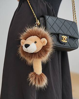 One Love Plush Leonard the Lion Charm - Yellow and Brown - 30 x 14 x 11 cm - 100% Recycled Materials Puppets