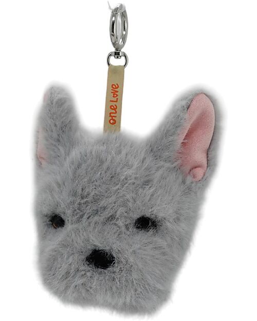 One Love Plush Remy the Bulldog Charm - Grey - 14 x 13 x 10 cm - 100% Recycled Materials Puppets