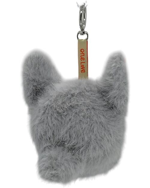 One Love Plush Remy the Bulldog Charm - Grey - 14 x 13 x 10 cm - 100% Recycled Materials Puppets