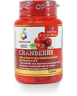 Optima Naturals Cranberry Vitamin C and E, 60 Tablets - Support the Urinary System Functionality Food Supplement