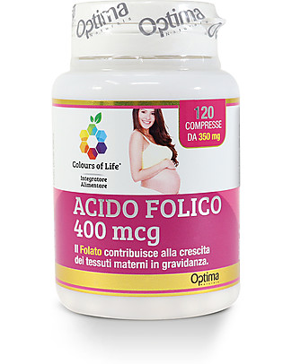 Optima Naturals Folic Acid 400 mcg, 120 Tablets - for Pregnancy Food Supplement
