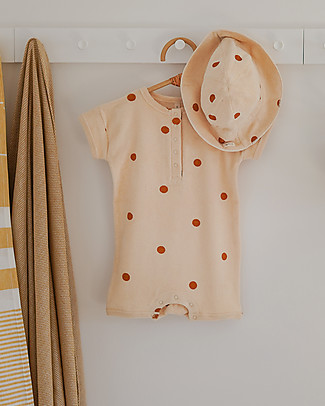 Organic Zoo Dots Beach Romper - Spice - Organic Cotton Terry Short Rompers