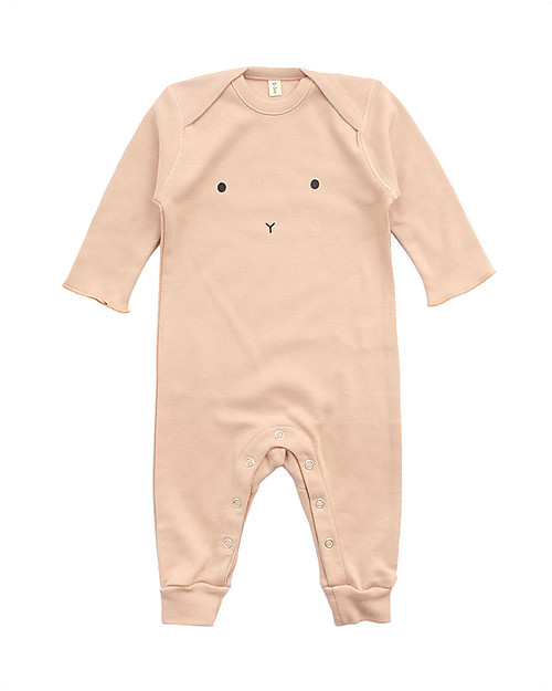 Organic Zoo Long Sleeved Bunny Playsuit - Clay - 100% Organic Cotton Babygrows