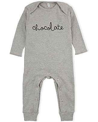 Organic Zoo Long Sleeved Chocolate Playsuit, Grey - 100% Organic Cotton Babygrows