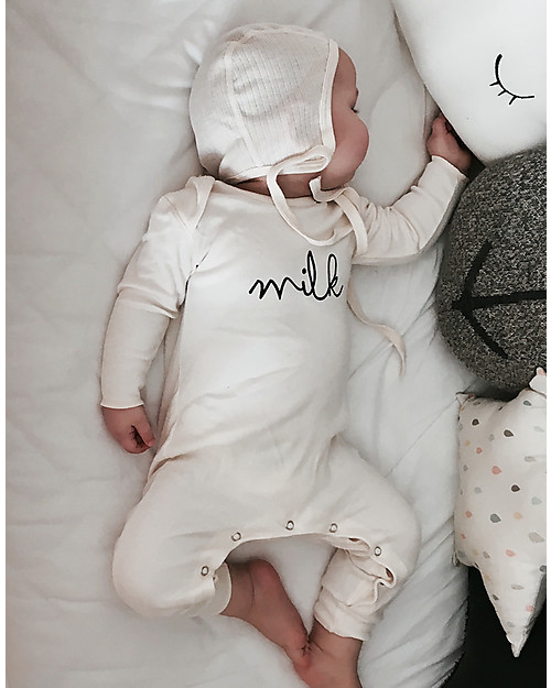 Organic Zoo Long Sleeved Milk Playsuit, Natural - 100% organic cotton Babygrows