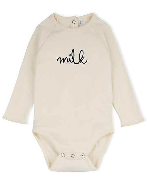 Organic Zoo Milk Bodysuit, Natural - Organic Cotton and Quality! Long Sleeves Bodies