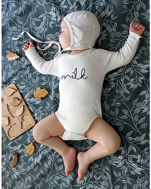 Organic Zoo Milk Bodysuit, Natural - Organic Cotton and Quality! Long Sleeves Bodies