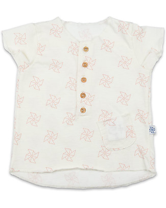 Origami Girl T-shirt with Pocket and Wooden Buttons - Milk fiber and organic cotton T-Shirts And Vests