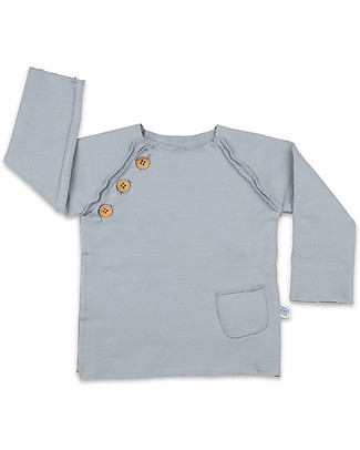 Origami Raglan Sleeves Sweatshirt with Buttons, Grey - Milk fiber and organic cotton Sweatshirts