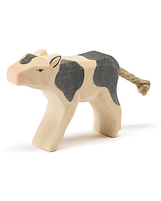 Ostheimer Calf Black&White Drinking, Hand-crafted, Sustainable Wood - 6.5 cm (H) Wooden Blocks & Construction Sets