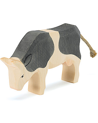 Ostheimer Cow Black&White Eating, Hand-crafted, Sustainable Wood - 9.5 cm (H) Wooden Blocks & Construction Sets