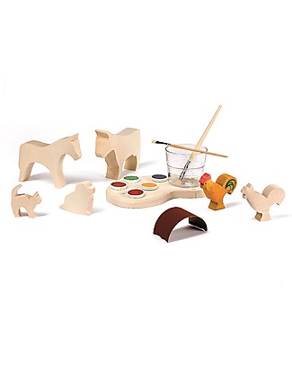Ostheimer Creative Set Animals - Includes 5 wooden animals + colours and accessories Wooden Toy Tools