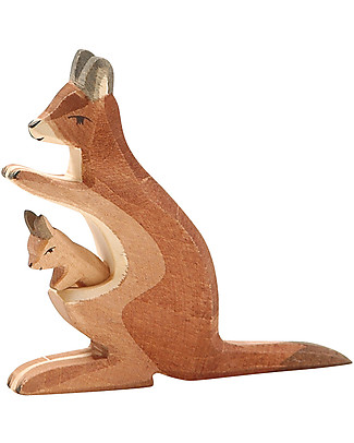 Ostheimer Kangaroo with Baby, Hand-crafted, Sustainable Wood - 12 cm (H) Wooden Blocks & Construction Sets