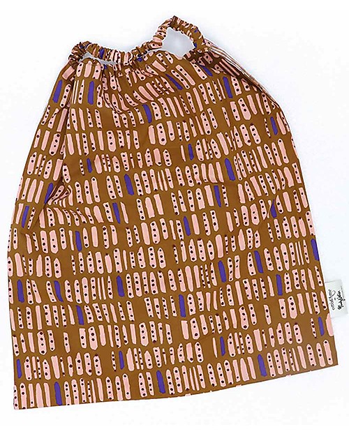 Ottod'Ame per Family Nation Bavaglio con Elastico - Reversibile - Fantasia Marrone e Rosa - 100% Sostenibile e Made in Toscana - Perfetti per l'Asilo! Pullover Bibs
