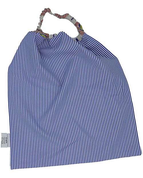 Ottod'Ame per Family Nation Bavaglio con Elastico - Reversibile - Righe Blue e Fiori - 100% Sostenibile e Made in Toscana - Perfetti per l'Asilo! Pullover Bibs
