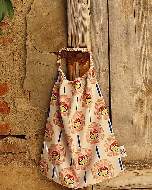 Ottod'Ame per Family Nation Bavaglio con Elastico - Reversibile - Righe Blue e Fiori - 100% Sostenibile e Made in Toscana - Perfetti per l'Asilo! Pullover Bibs