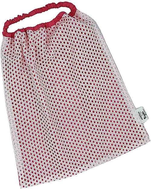 Ottod'Ame per Family Nation Bavaglio con Elastico - Reversibile - Rosa Ricamo Bianco - 100% Sostenibile e Made in Toscana - Perfetti per l'Asilo! Pullover Bibs