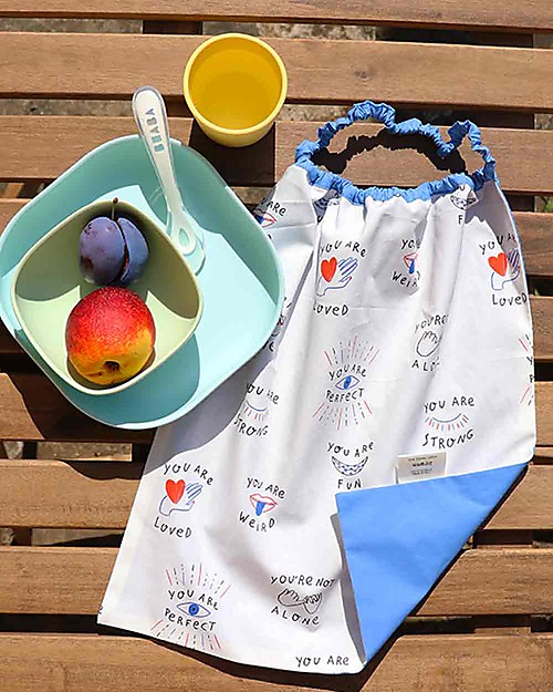 Ottod'Ame per Family Nation Bavaglio con Elastico - Reversibile - Tattoo - 100% Sostenibile e Made in Toscana - Perfetti per l'Asilo! Pullover Bibs