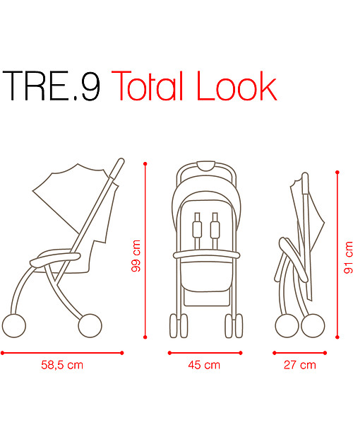 Pali Tre.9 Extra-Light Stroller, Lime Green - Reclining, 3.9 kg only! Lights Strollers