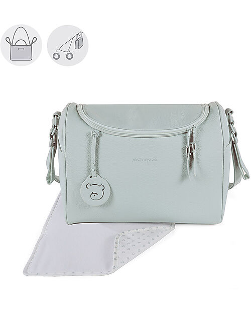 Pasito a Pasito Yummi Stroller Bag with Changing Mat - Green - Faux Leather Diaper Changing Bags