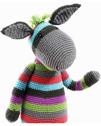 Pebble Big Friends Crocheted Donkey Soft Toy - 40 cm tall Crochet Soft Toys
