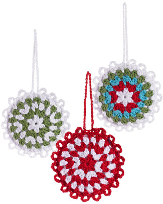 Pebble Christmas Crocheted Snowflakes Baubles Set of 3 - Fair Trade Christmas Decorations