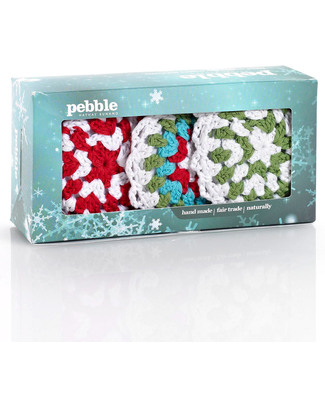 Pebble Christmas Crocheted Snowflakes Baubles Set of 3 - Fair Trade Christmas Decorations