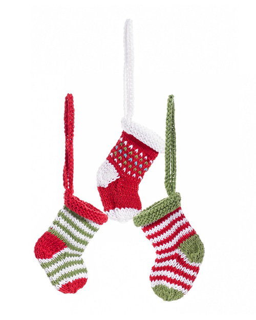 Pebble Crocheted Baubles Set of 3 - Mini Christmas Stockings - Fair Trade Christmas Decorations
