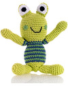 Pebble Crocheted Frog Rattle - Blue - Fair Trade Rattles