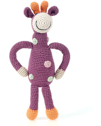 Pebble Crocheted Giraffe Organic Cotton - Violet - Fair Trade Crochet Soft Toys