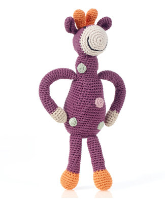 Pebble Crocheted Giraffe Organic Cotton - Violet - Fair Trade Puppets