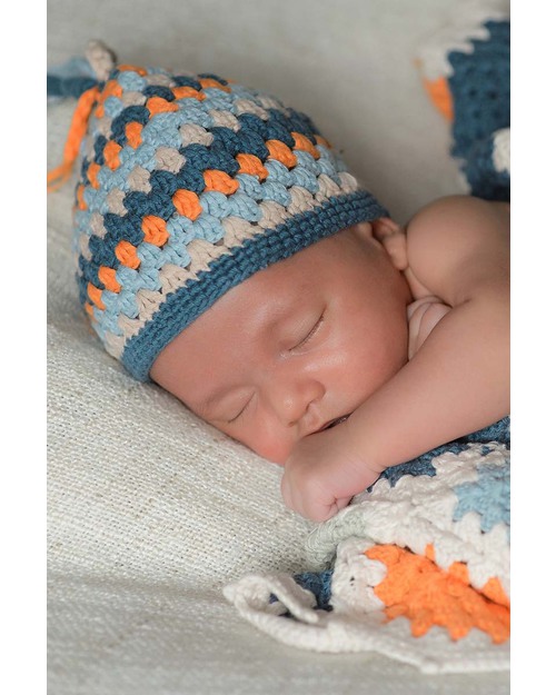 Pebble Crocheted Patchwork Baby Blanket Petrol Blue - 85 x 95 cm Muslin Swaddle