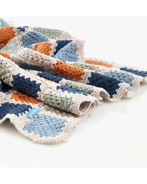 Pebble Crocheted Patchwork Baby Blanket Petrol Blue - 85 x 95 cm Muslin Swaddle