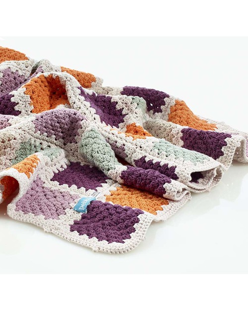 Pebble Crocheted Patchwork Baby Blanket Purple - Organic Cotton - 85 x 95 cm Muslin Swaddle
