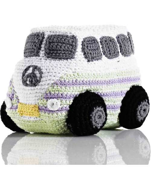 Pebble Crocheted White Camper Van - Fair Trade Rattles