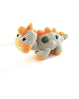 Pebble Dinosaur Rattle - Steggi Teal - Cotton Rattles