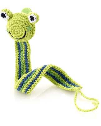 Pebble Frog Green Crocheted Pacifier Clip - Fair Trade Dummies & Soothers