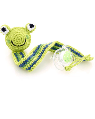 Pebble Frog Green Crocheted Pacifier Clip - Fair Trade Dummies & Soothers