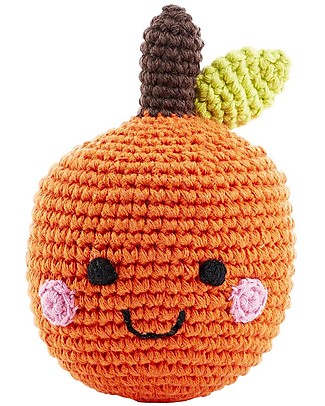 Pebble Fruit Rattle, Orange 12 cm - Pure organic cotton Rattles