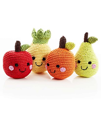 Pebble Fruit Rattle, Orange 12 cm - Pure organic cotton Rattles