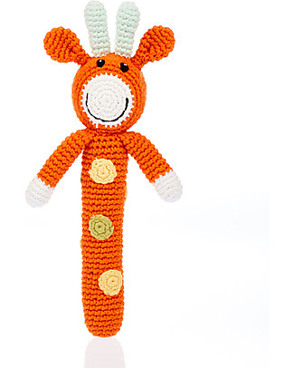 Pebble Giraffe Stick Rattle - Organic Cotton, Fair Trade Rattles