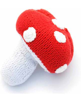 Pebble Individual Vegetable Rattles - Red Toadstool - Fair Trade Rattles