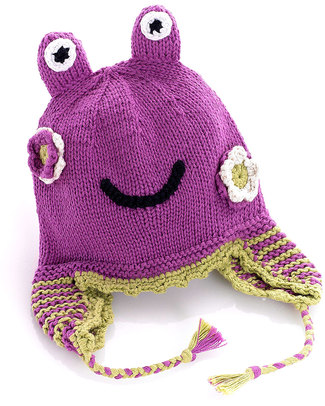Pebble Knitted Frog Hat with Earflaps - Pink/Purple Hats