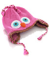 Pebble Knitted Owl Hat with Ear Flap - Pink - Fair Trade Winter Hats