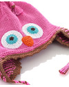 Pebble Knitted Owl Hat with Ear Flap - Pink - Fair Trade Winter Hats