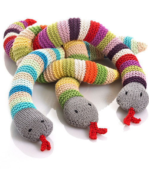 Pebble Knitted Snake Rattle - Green - Fair Trade - 60 cm Rattles